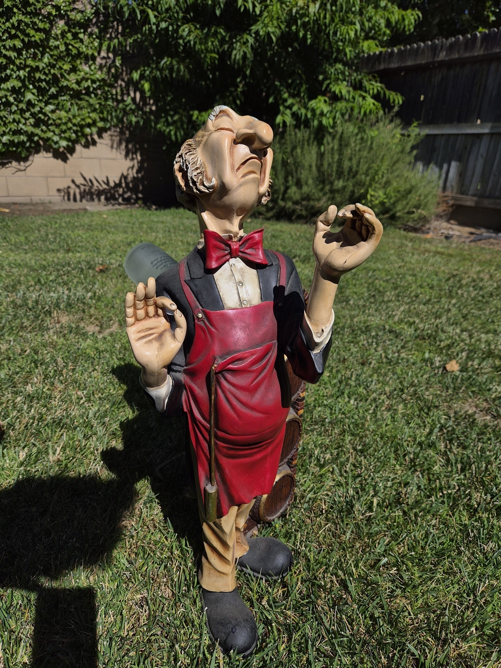RARE Vintage Leonardo Luna Sommelier Butler Wine Holder Statue 25"